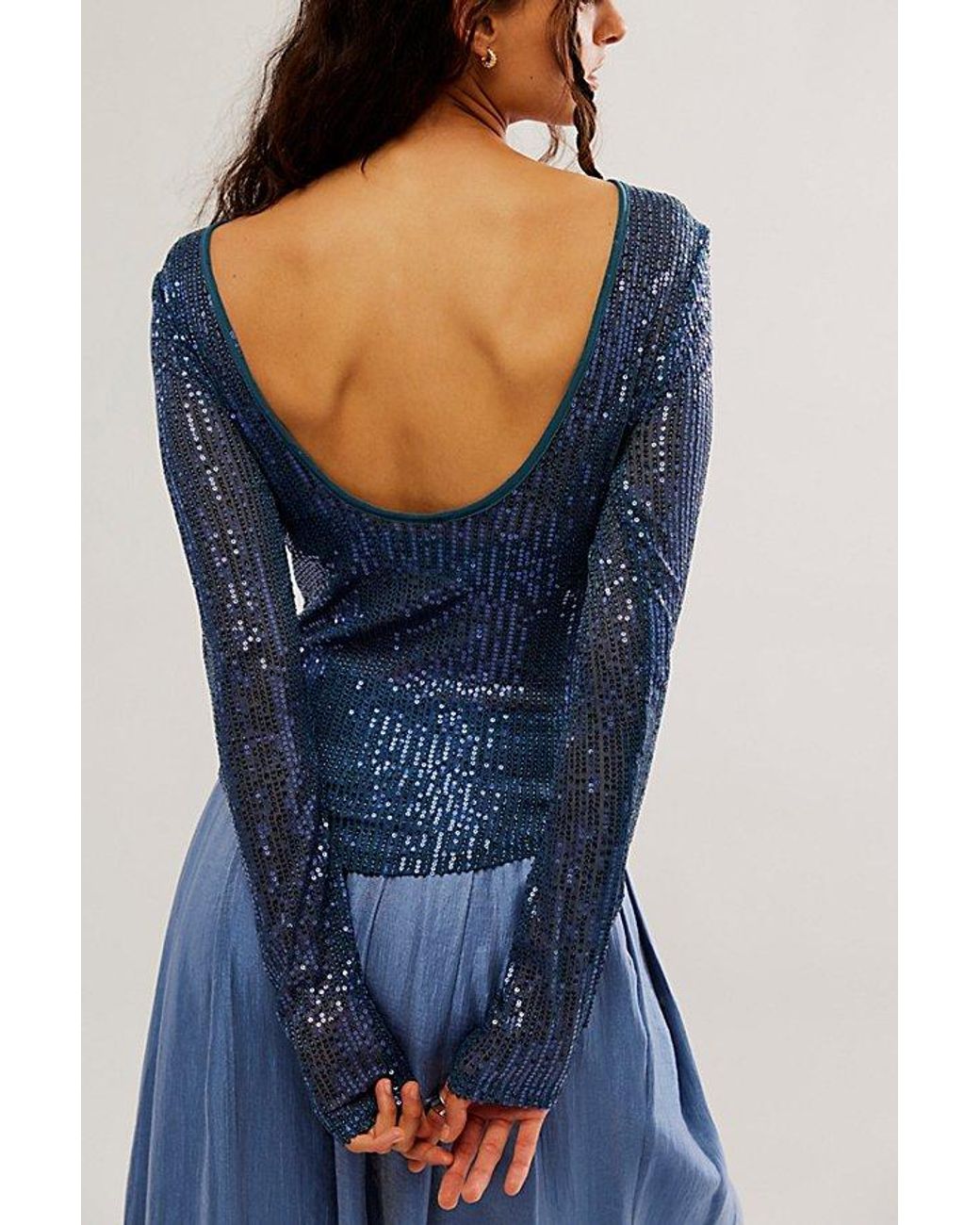 Free People Unapologetic Sequin Long Sleeve in Blue Lyst UK