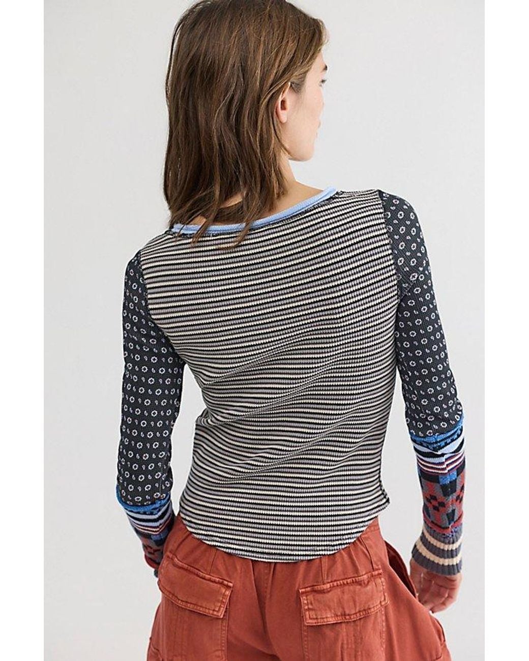Free People Gray Macey Swit Cuff Top