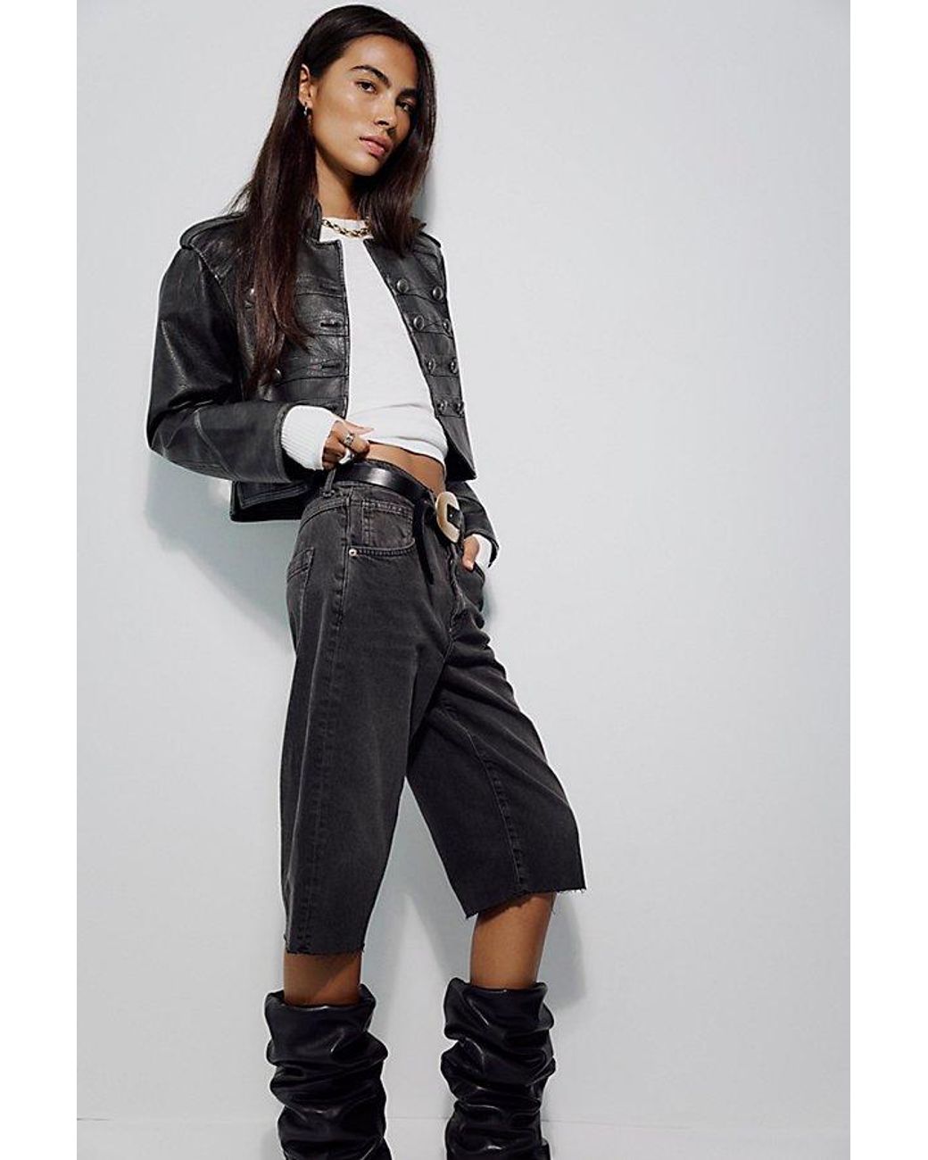 Free People Natural Low-Rise Relaxed Capri Jeans