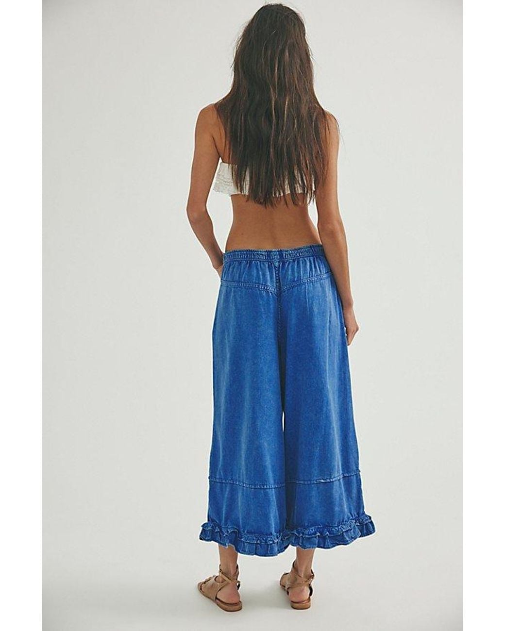 Free People Blue Love Me Not Bloomer Lightweight Jeans