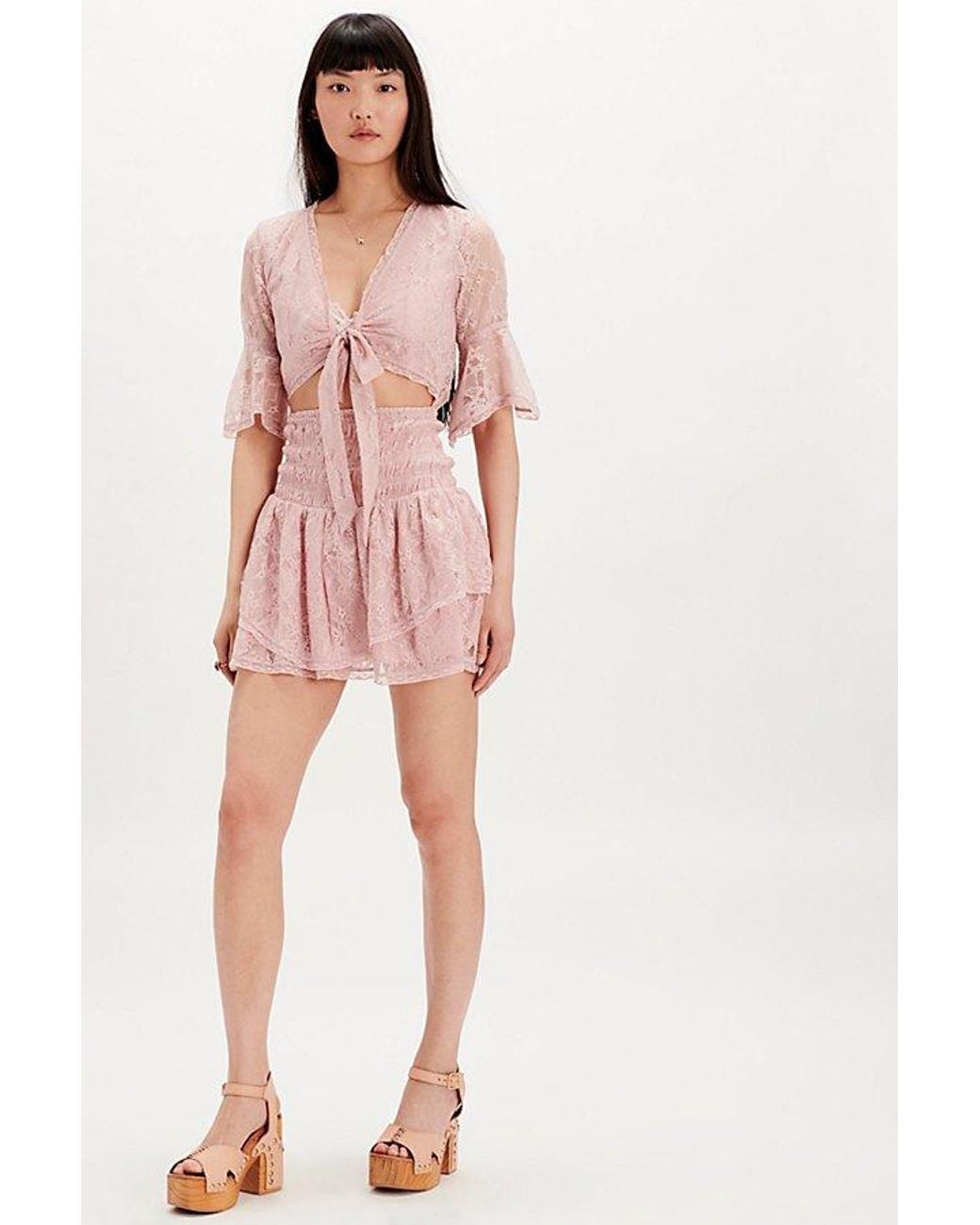 Free People Lala Lace Mini Dress in Natural | Lyst UK