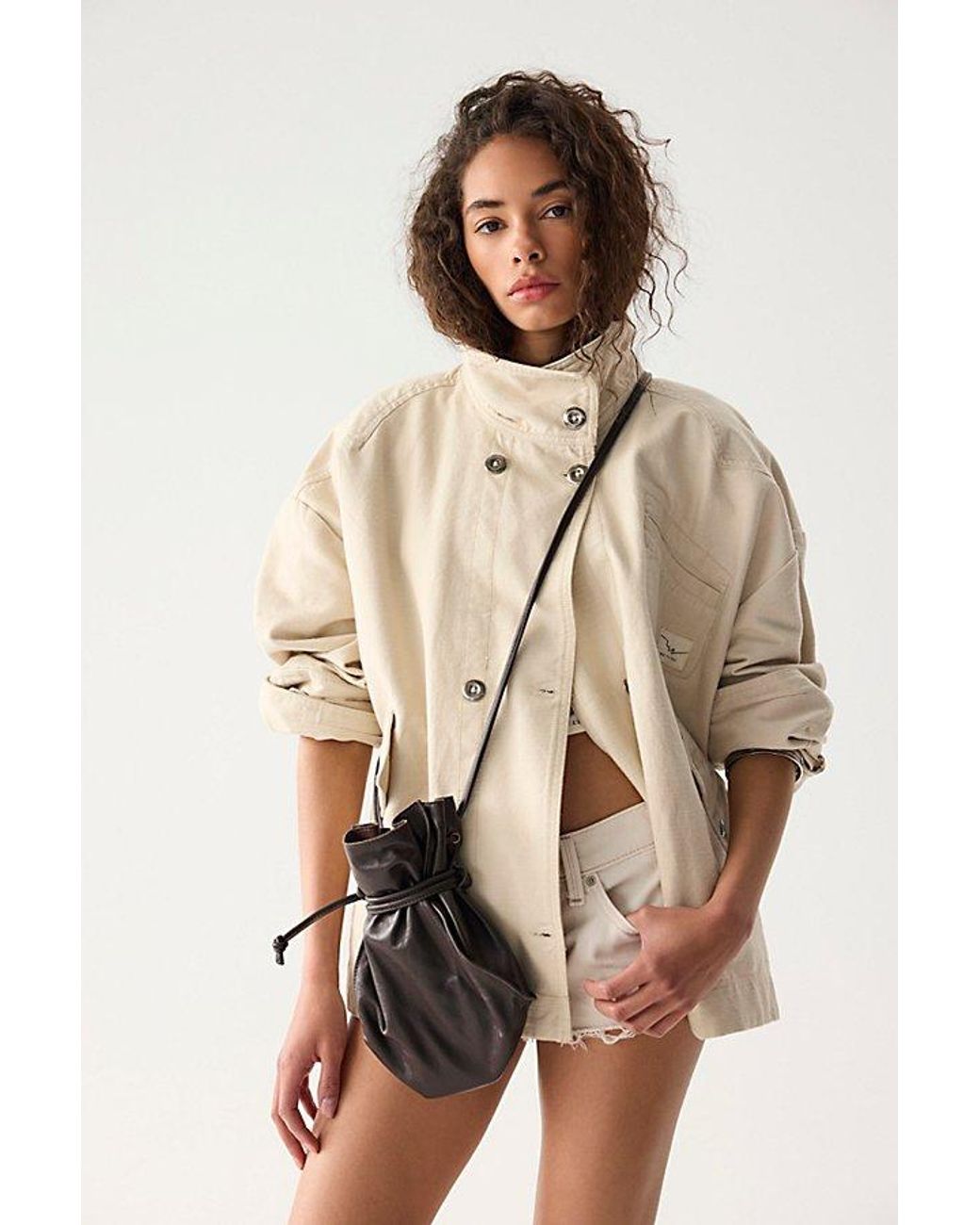 Free People Green Lucy Leather Pouch