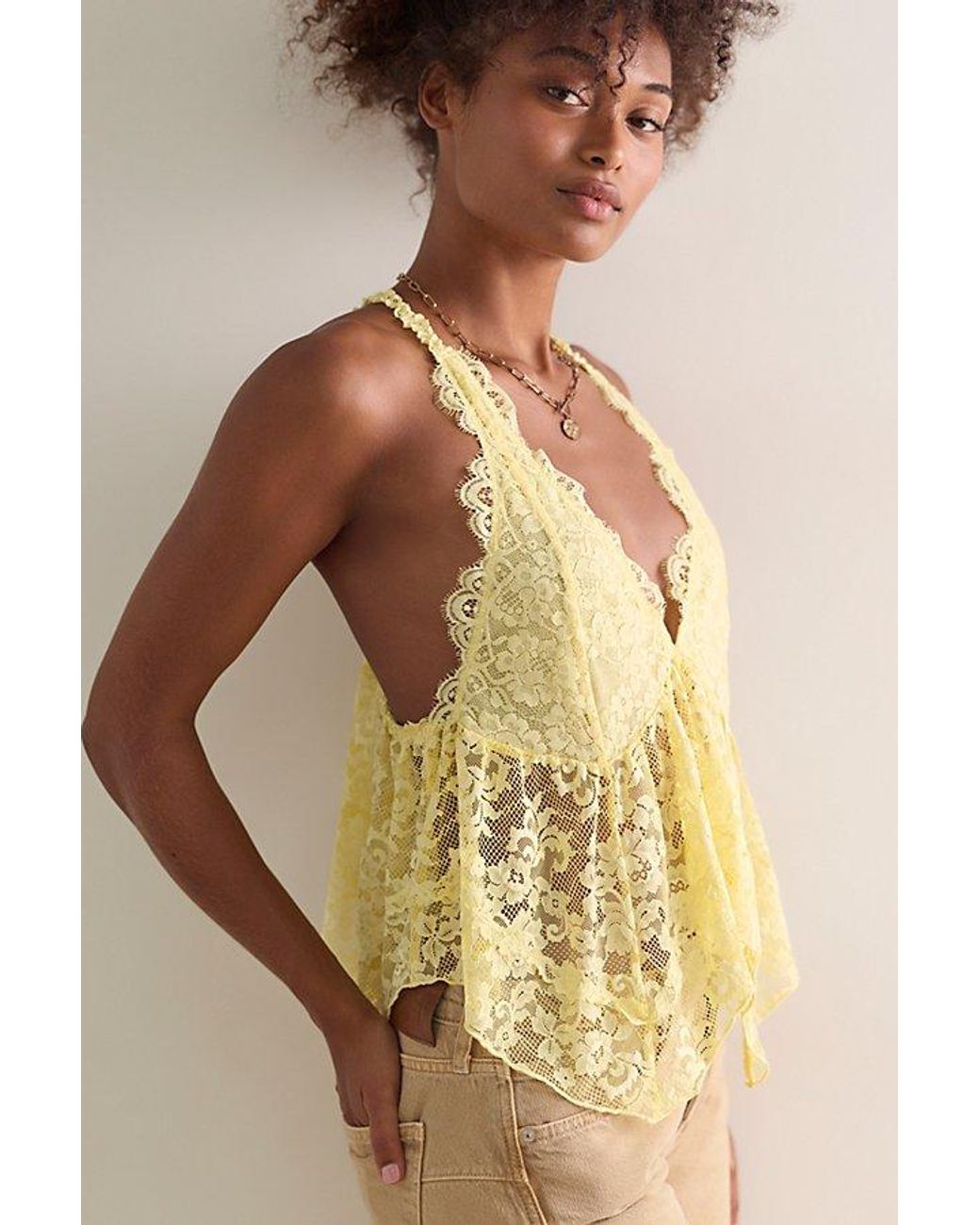 Intimately By Free People Yellow Frill Seeker Lace Cami By