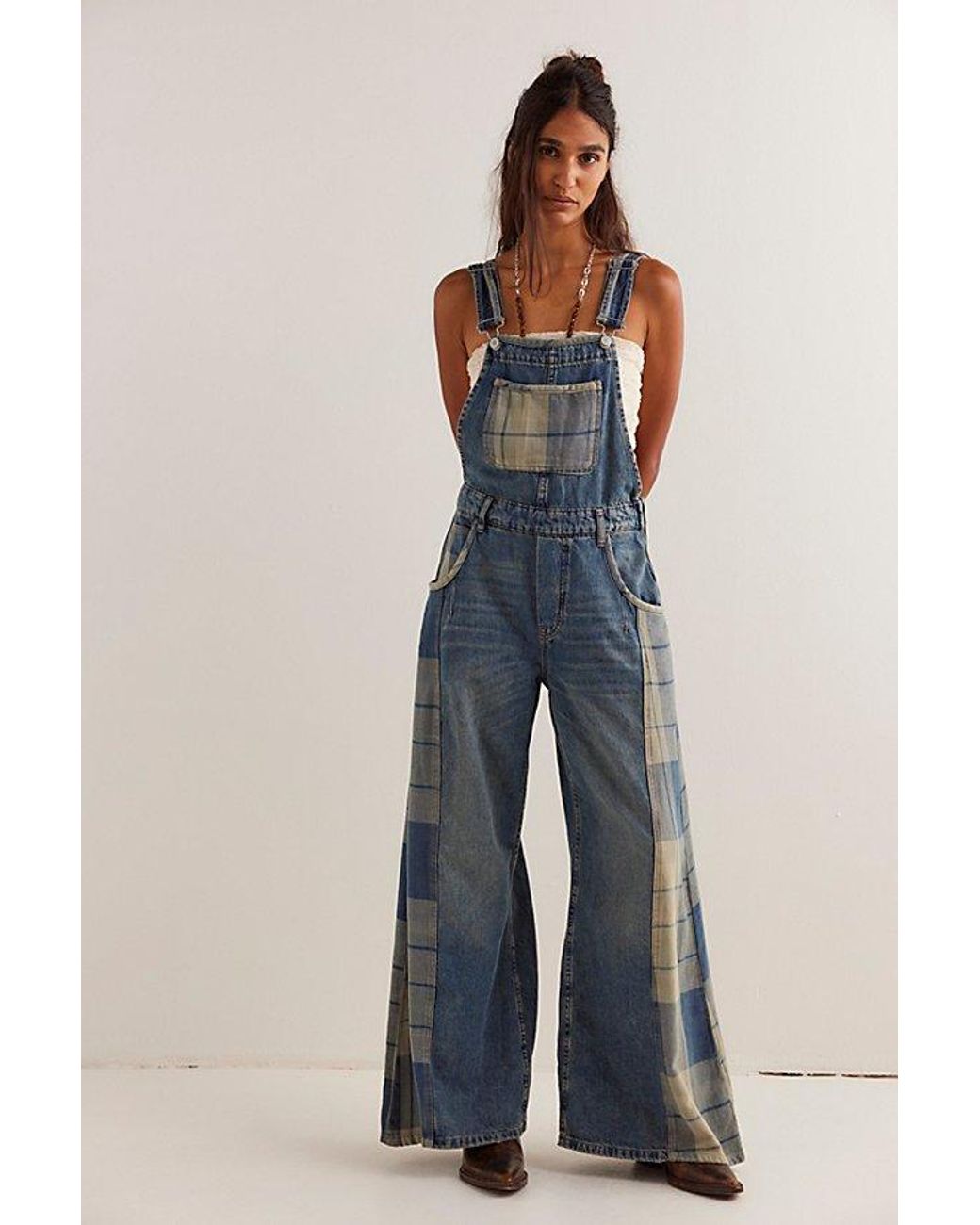 Free People Drifter Patched Overallsデニムオーバーオール送込 Free People Drifter Patched Overallsデニムオーバーオール送込