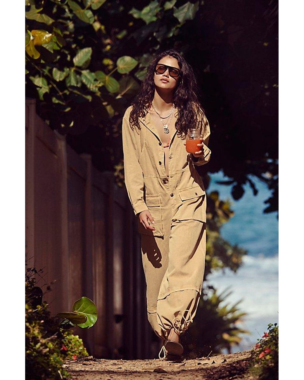 Free People Natural We The Free High-Line One-Piece Jumpsuit