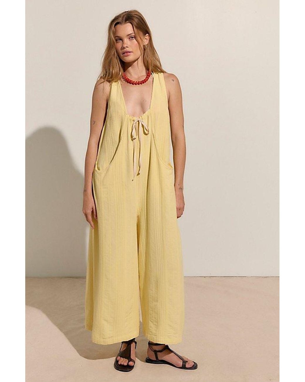 free-est Natural Easy Street Jumpsuit By