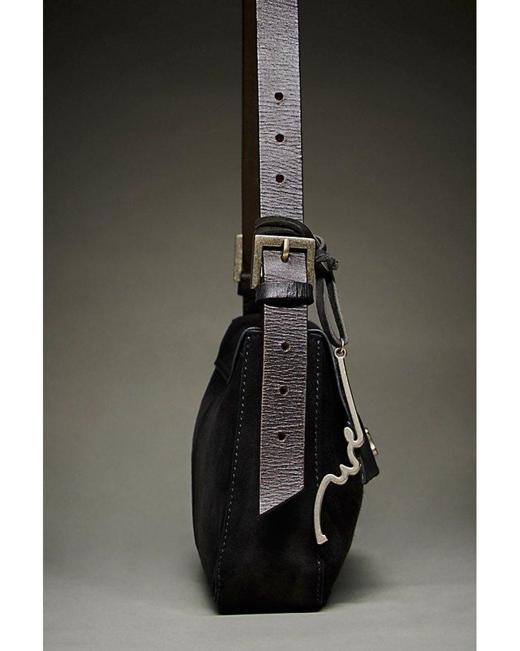 Free People Black Parker Suede Shoulder Bag
