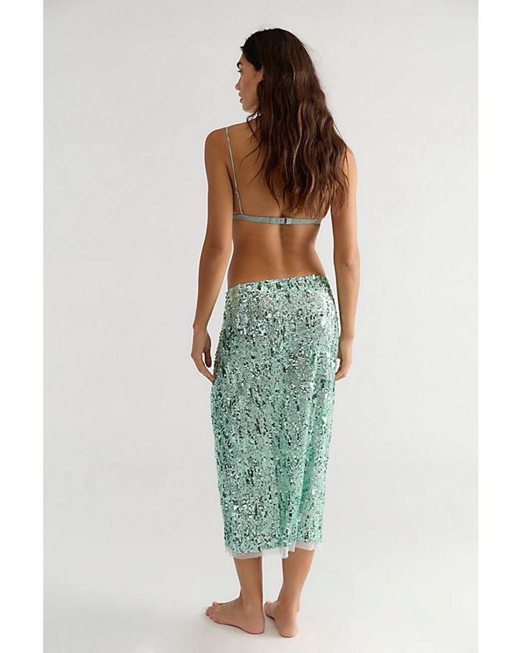 Intimately By Free People Black Party Trick Sequin Midi Slip Skirt By
