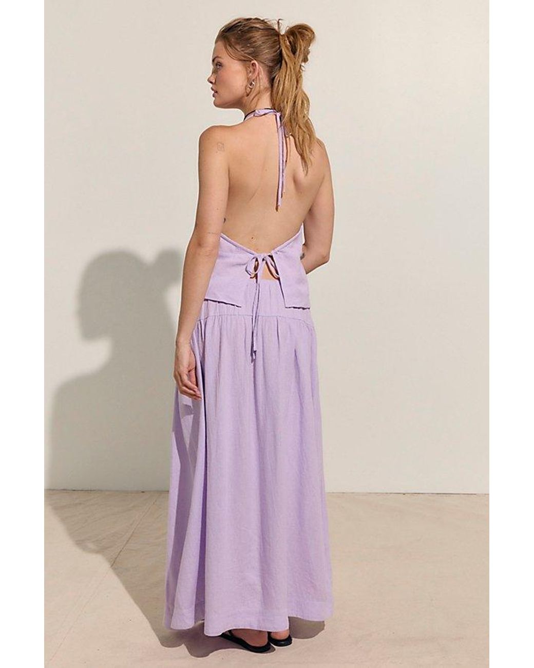 free-est Purple Sandshell Linen Skirt Set By