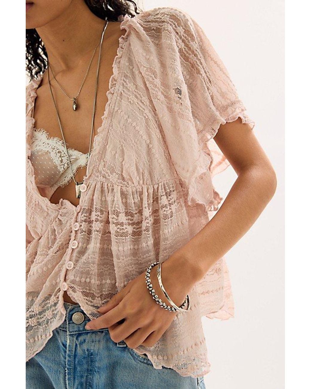 Free People Blue In Your Dreams Lace Top