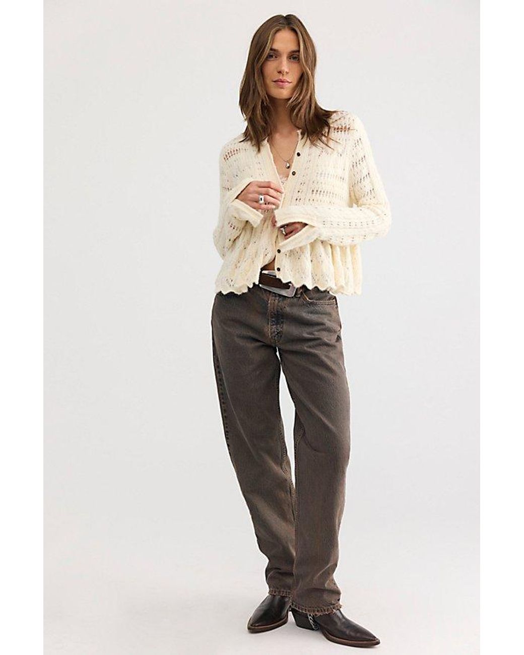 Free People Green Esmee Knit Cardi