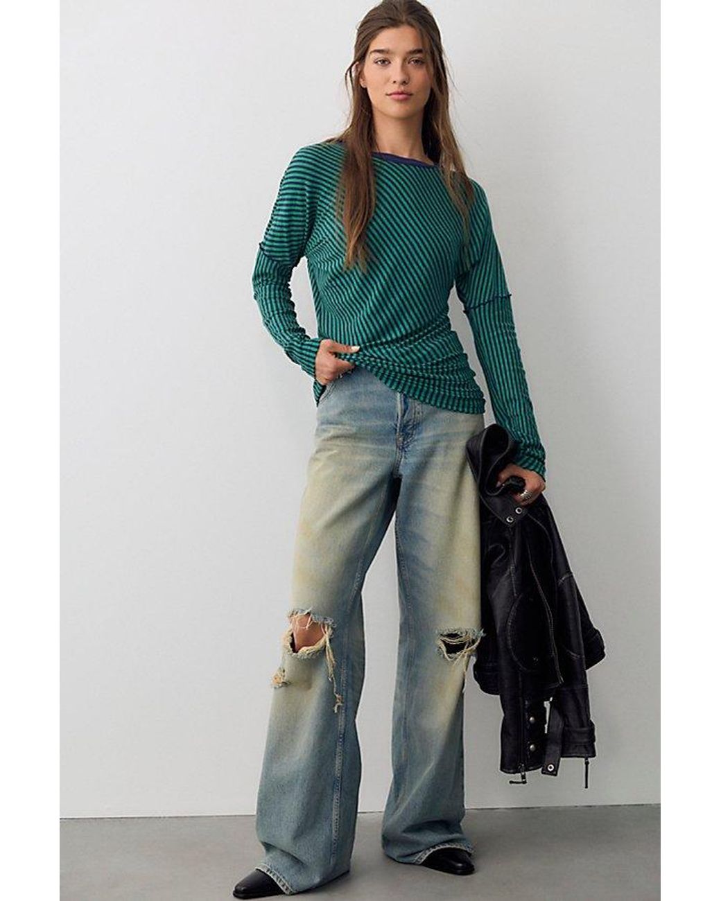 Free People Green We The Free Carter Long Sleeve Top
