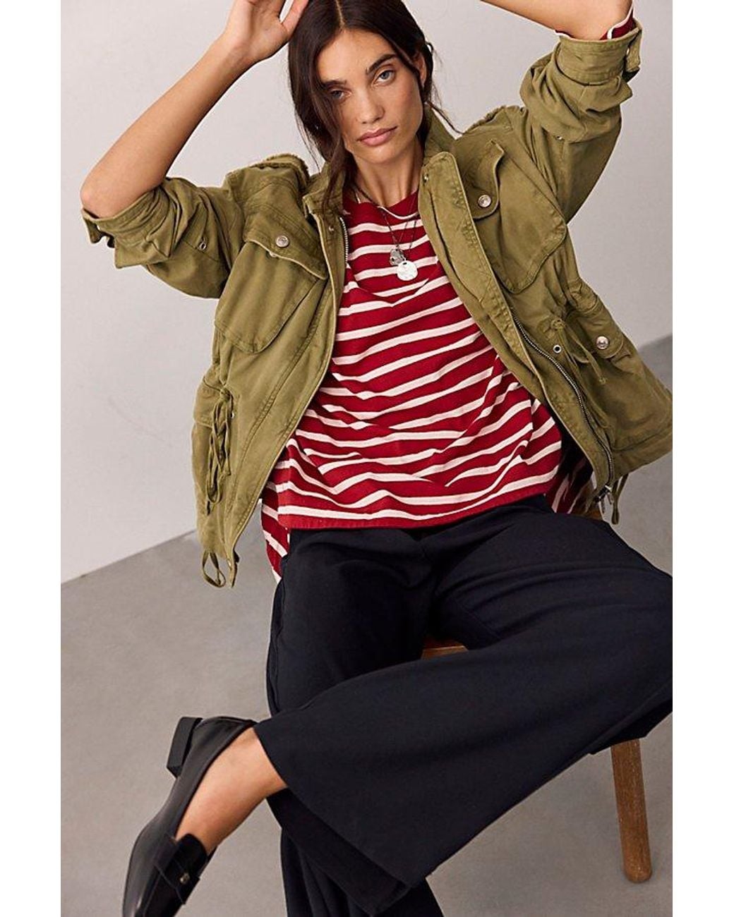 Free People Red Two Sense Long Sleeve Top