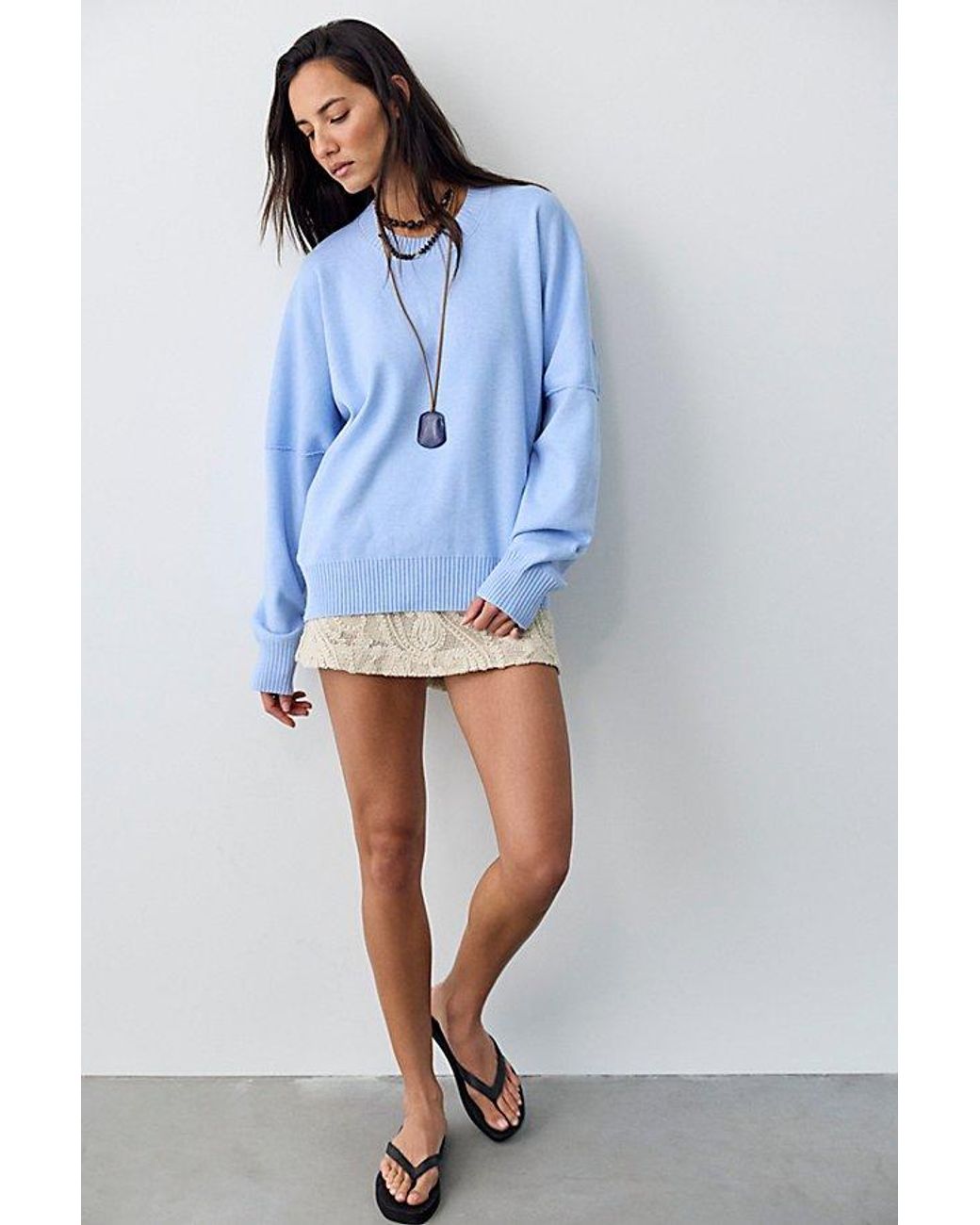 Free People Blue Alma Pullover