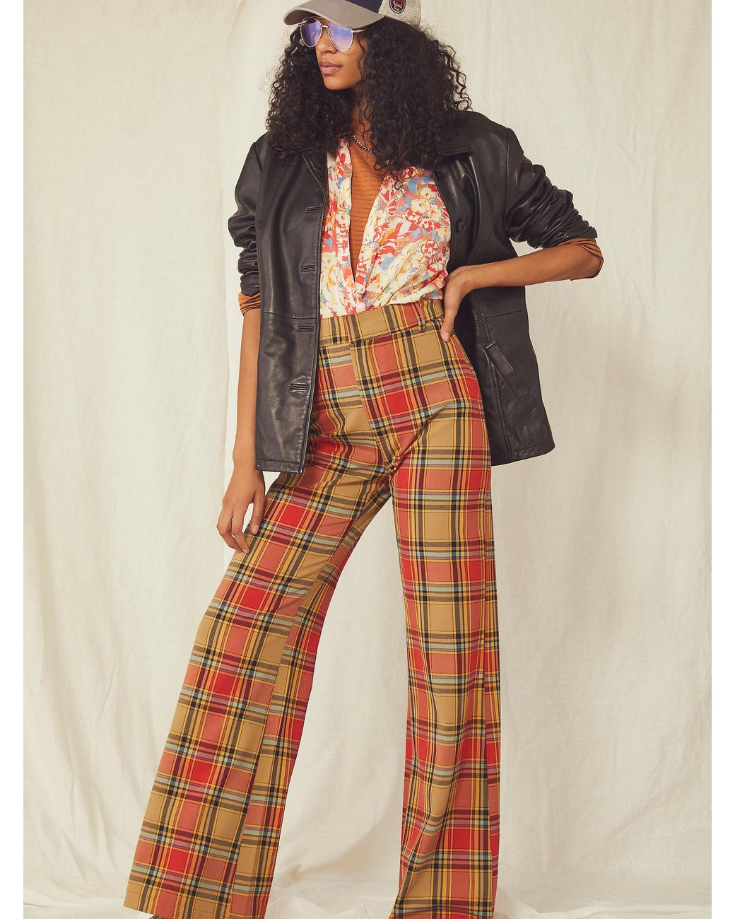 Free People Synthetic Plaid Jules Pants in Red Combo (Red) Lyst