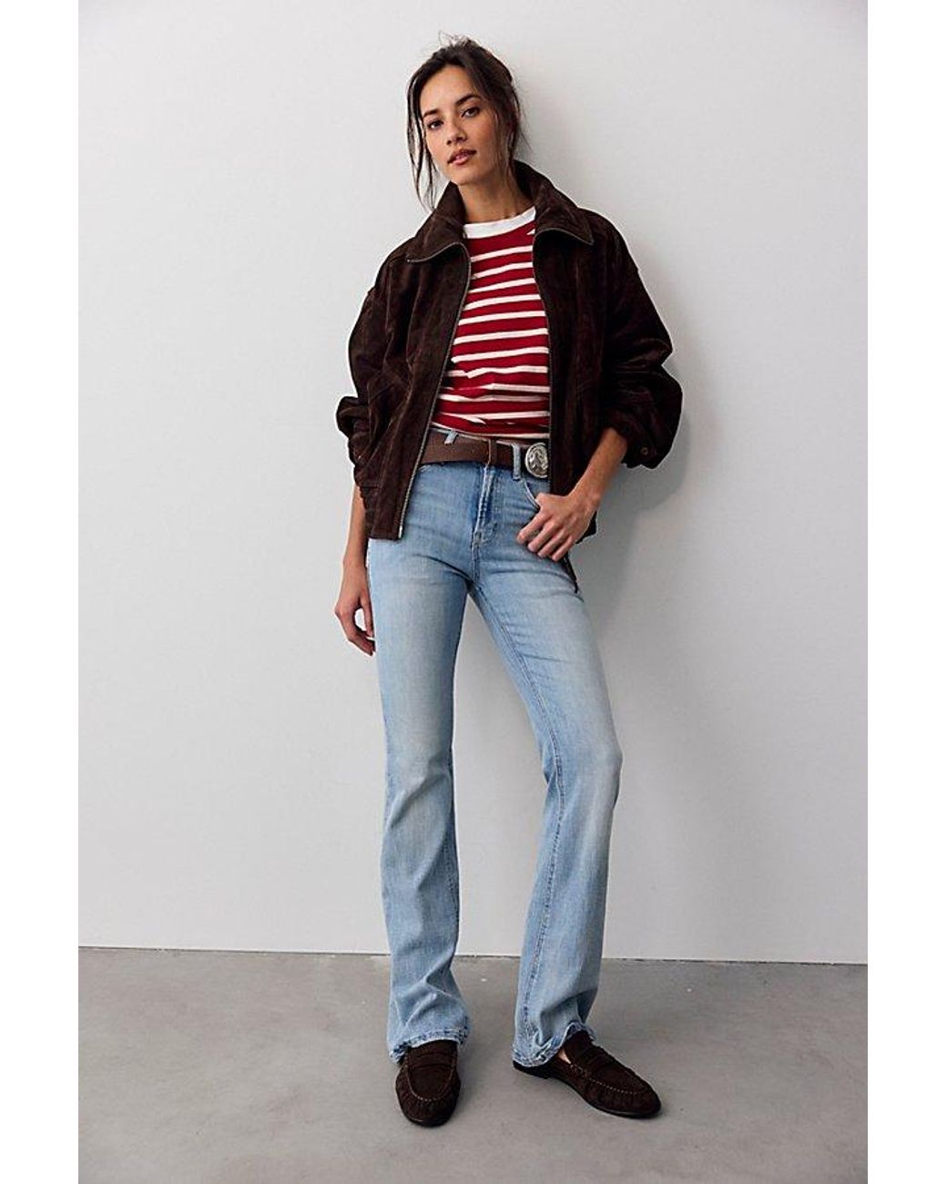 Free People Blue We The Free Double Knot High-Rise Straight Bootcut Jeans