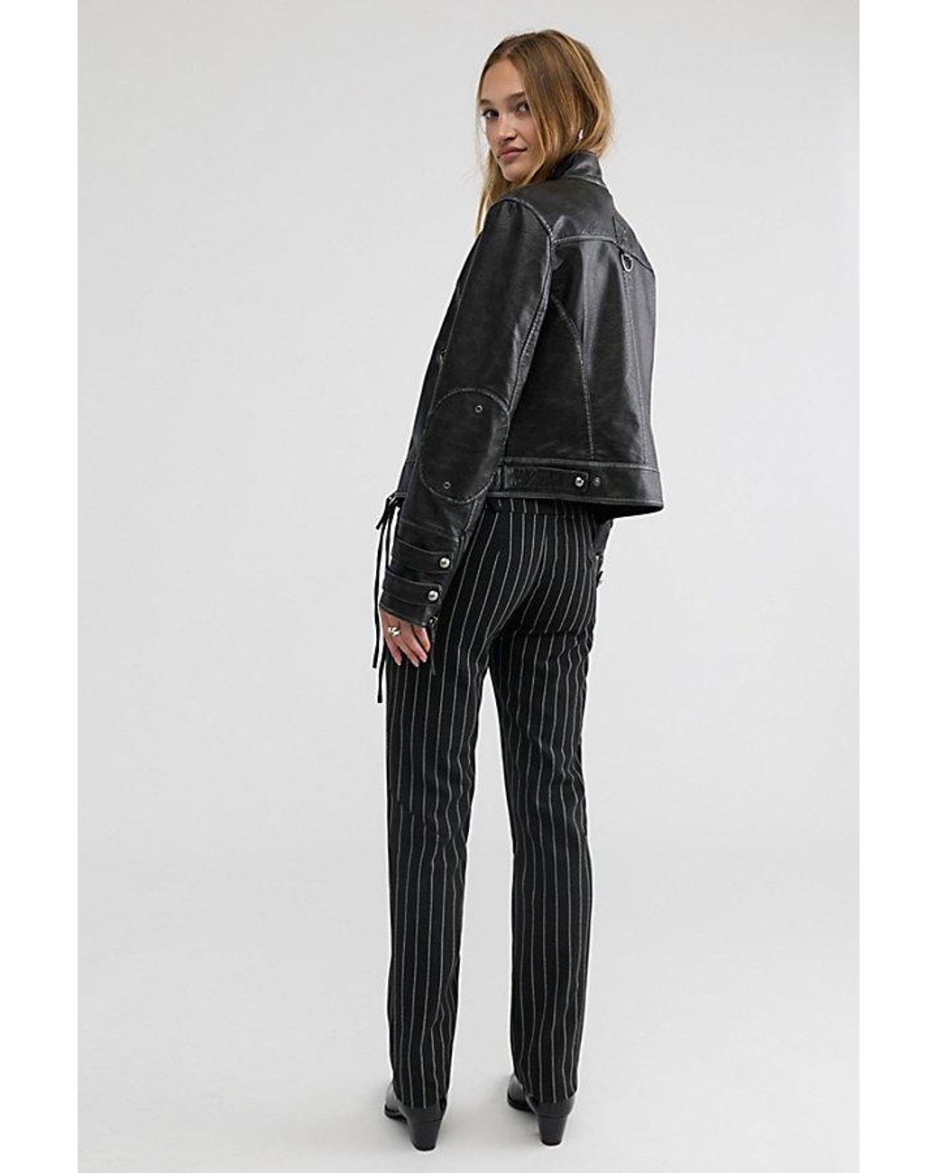 Free People Black Quinn Ultra Low-Rise Slim Trousers
