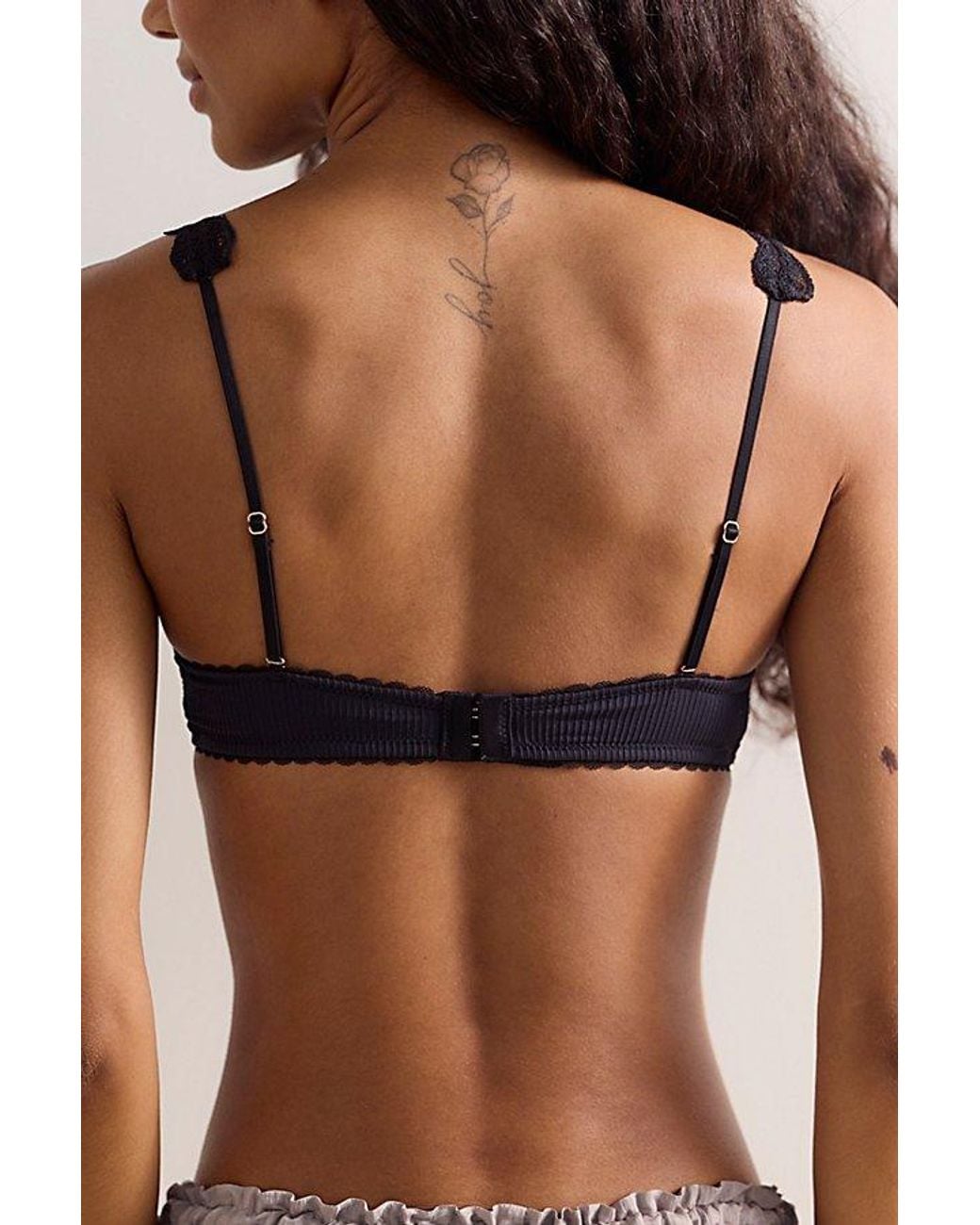 Intimately By Free People Blue Charlie Lace Microfiber Ribbed Square-Neck Bralette By