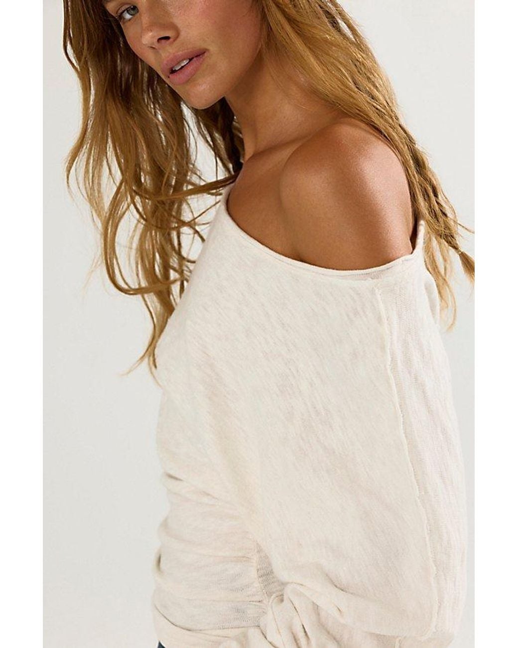Free People Natural We The Free Europa Off-The-Shoulder Long Sleeve Top