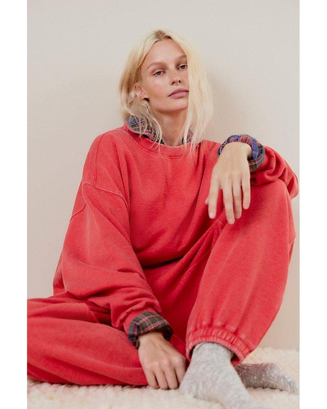 Intimately By Free People Red Slow It Down Joggers By