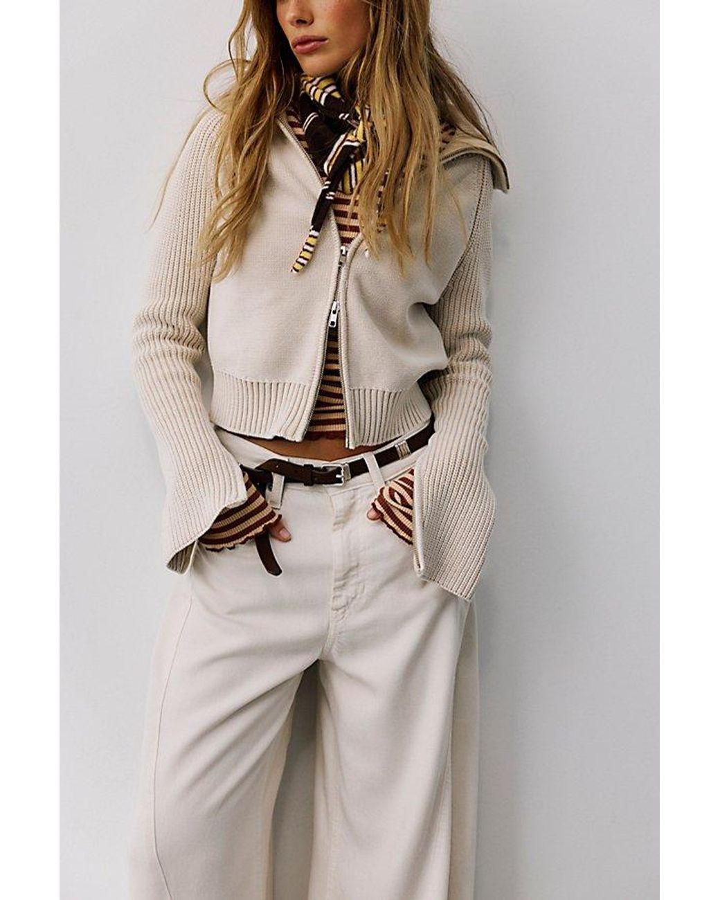 Free People Black Josephine Funnel-Neck Cardi