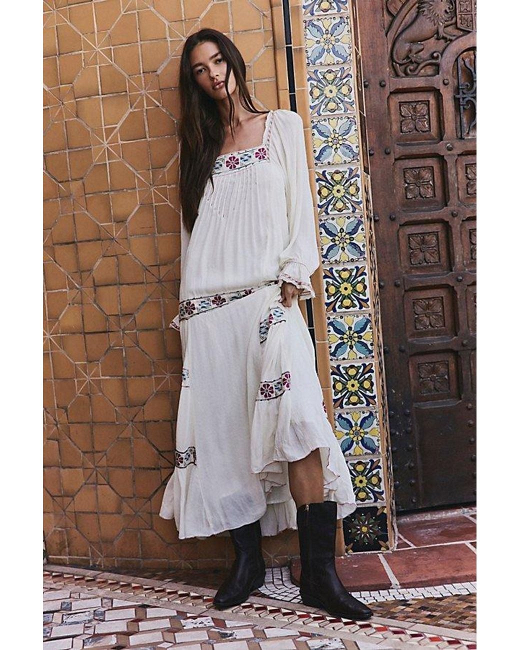 Free People Brown Azalea Embroidered Maxi Dress