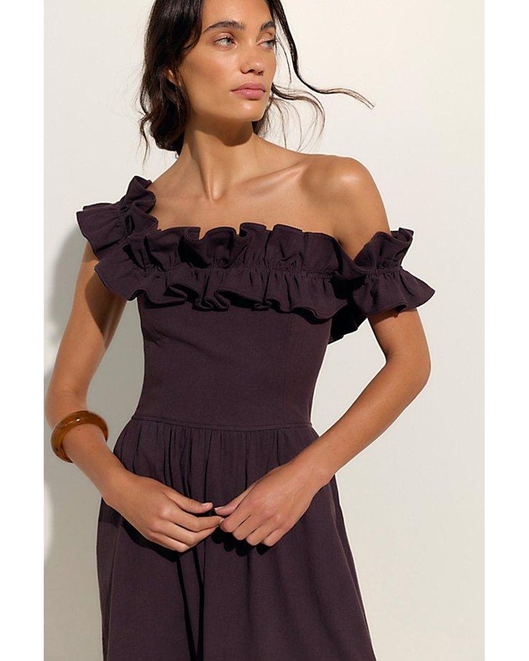 free-est Purple Ruffle It Up Midi Dress By