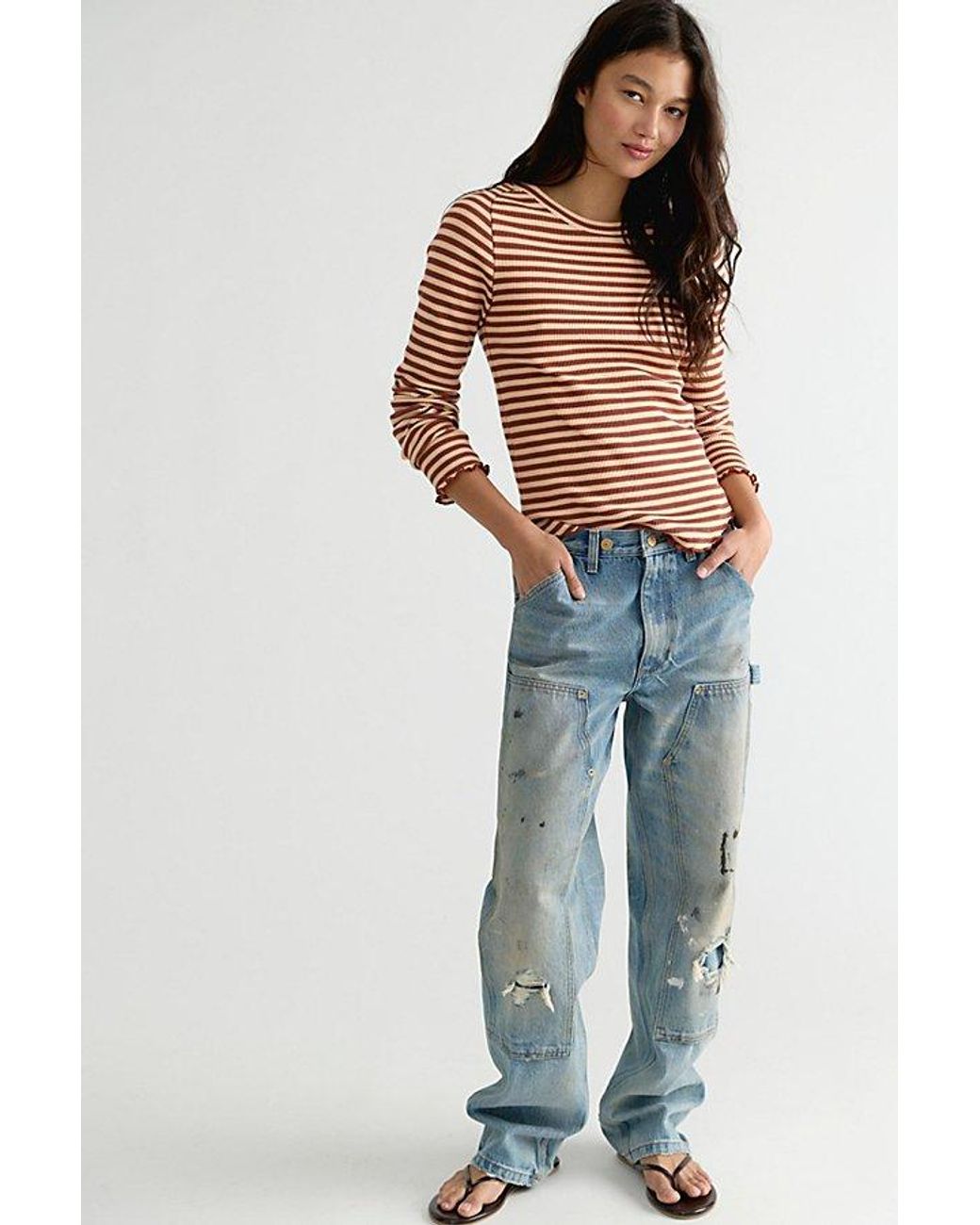 Free People Multicolor Easy Does It Striped Long Sleeve Tee