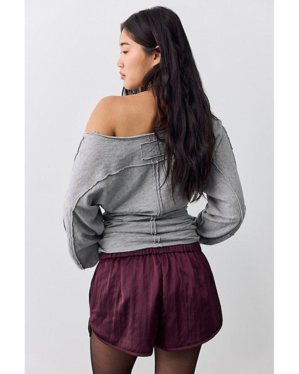Free People Blue Geneva Satin Pull-On Track Shorts