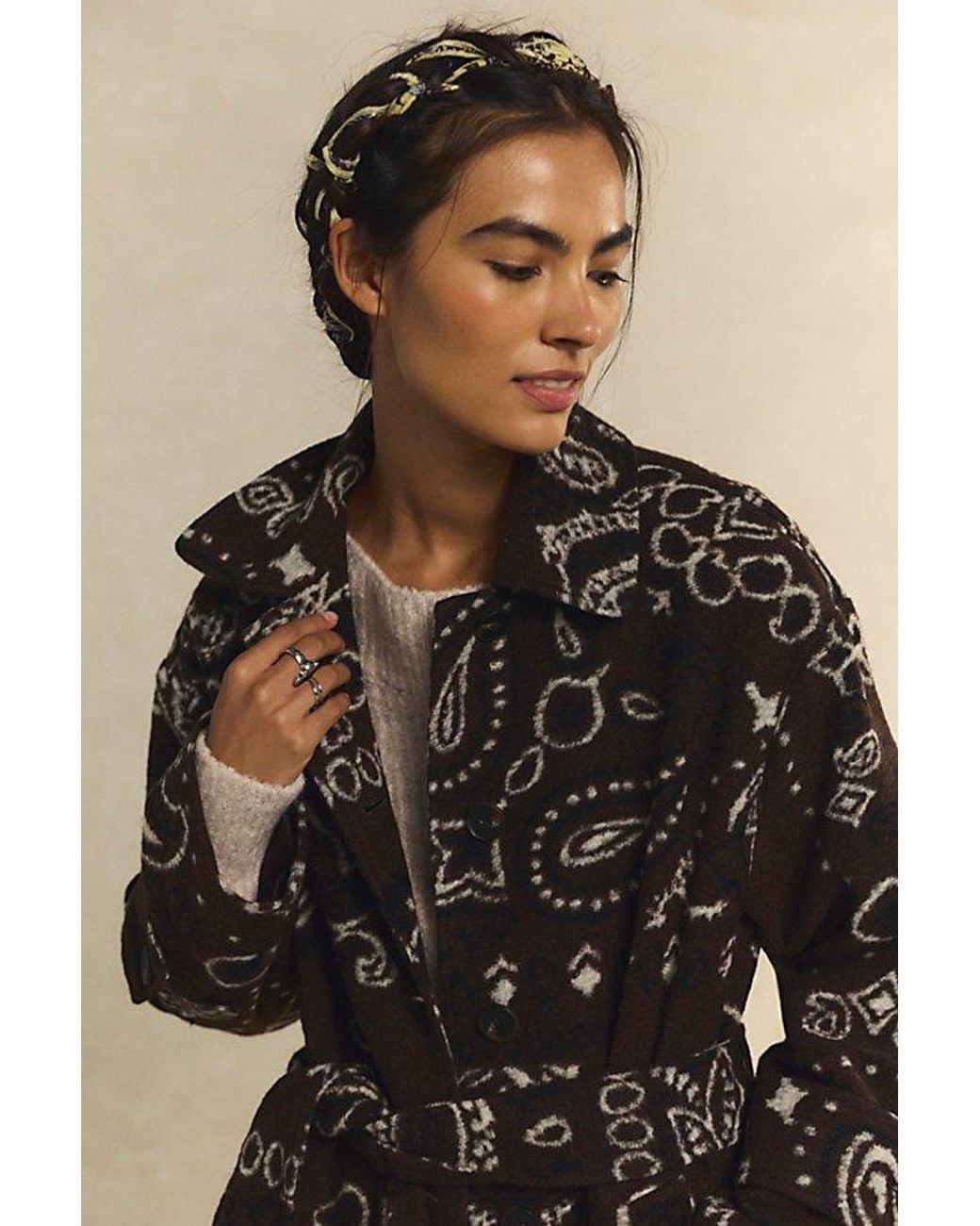 Free People Natural Simone Italian Wool Coat Jacket