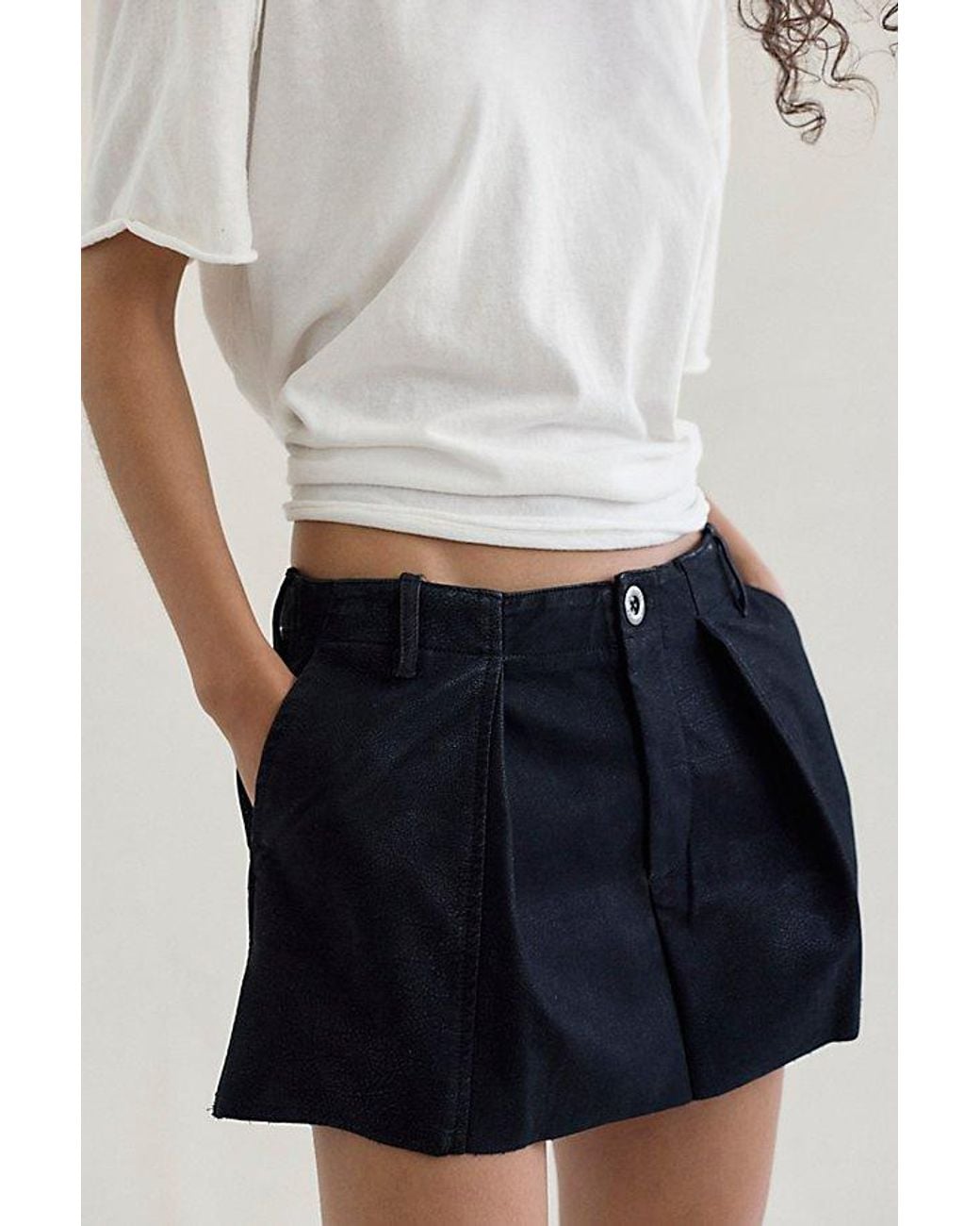 Free People Black Riverfront Vegan Mini Skirt