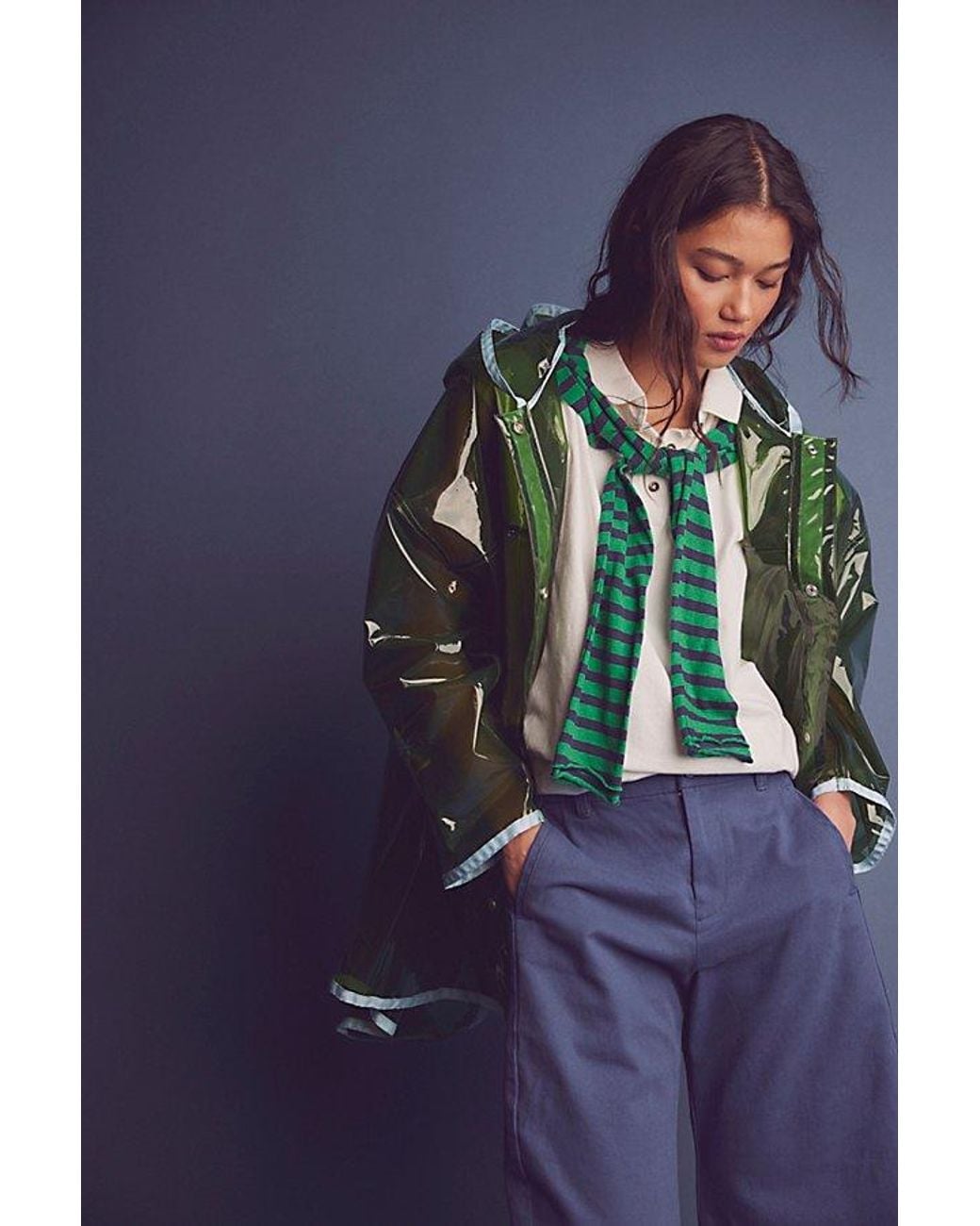 Free People Green Xanadu Magic Raincoat Jacket