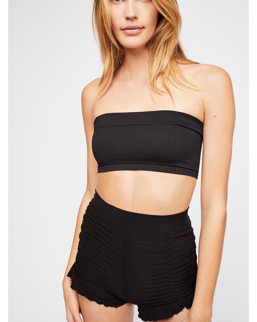 black ruched shorts