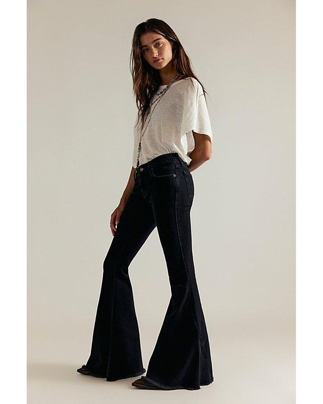 Free People Natural Emre Low-Rise Flare Jeans