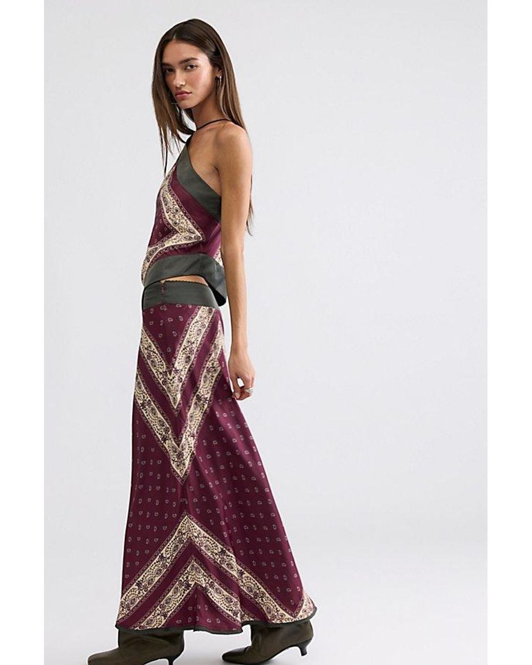 Free People Red Amara Halter Maxi Skirt Set