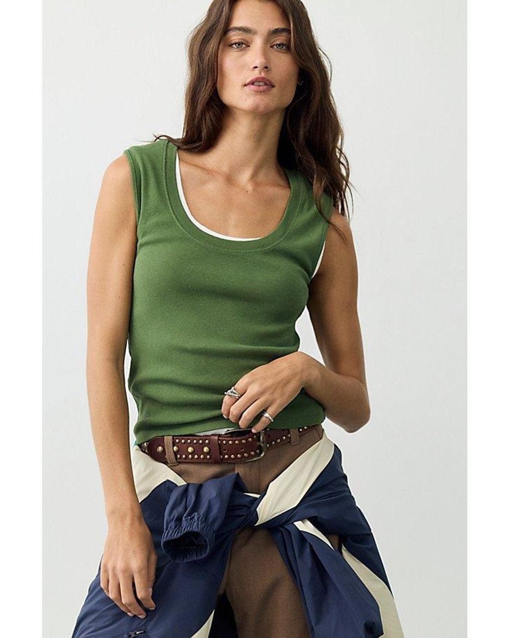 Free People Green Ballad Reversible Tank Top