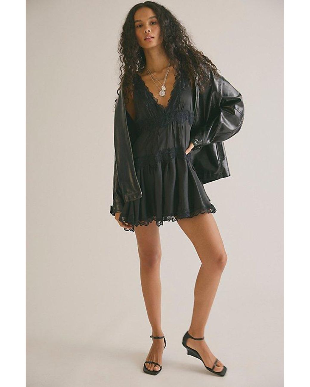 Intimately By Free People Black In This Groove Mini Slip