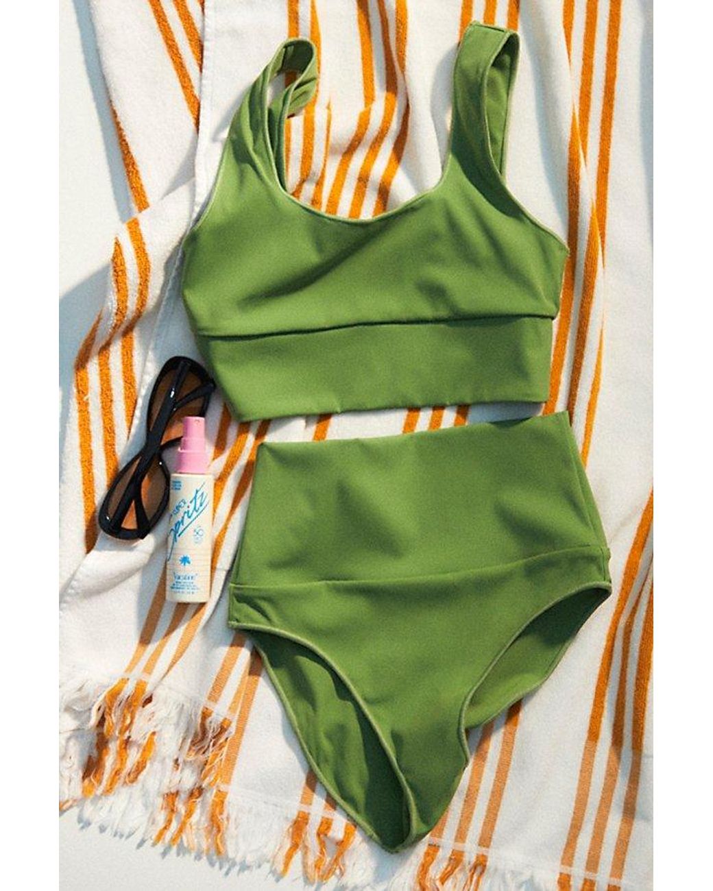 It's Now Cool Green The Contour Crop Surf Top