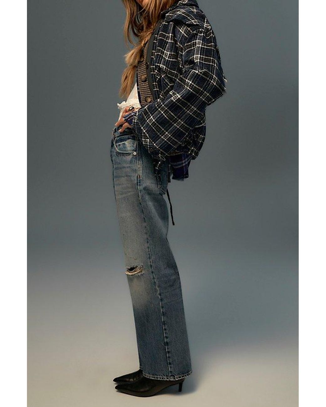 Free People Gray Tennessee Low-Rise Boyfriend Jeans
