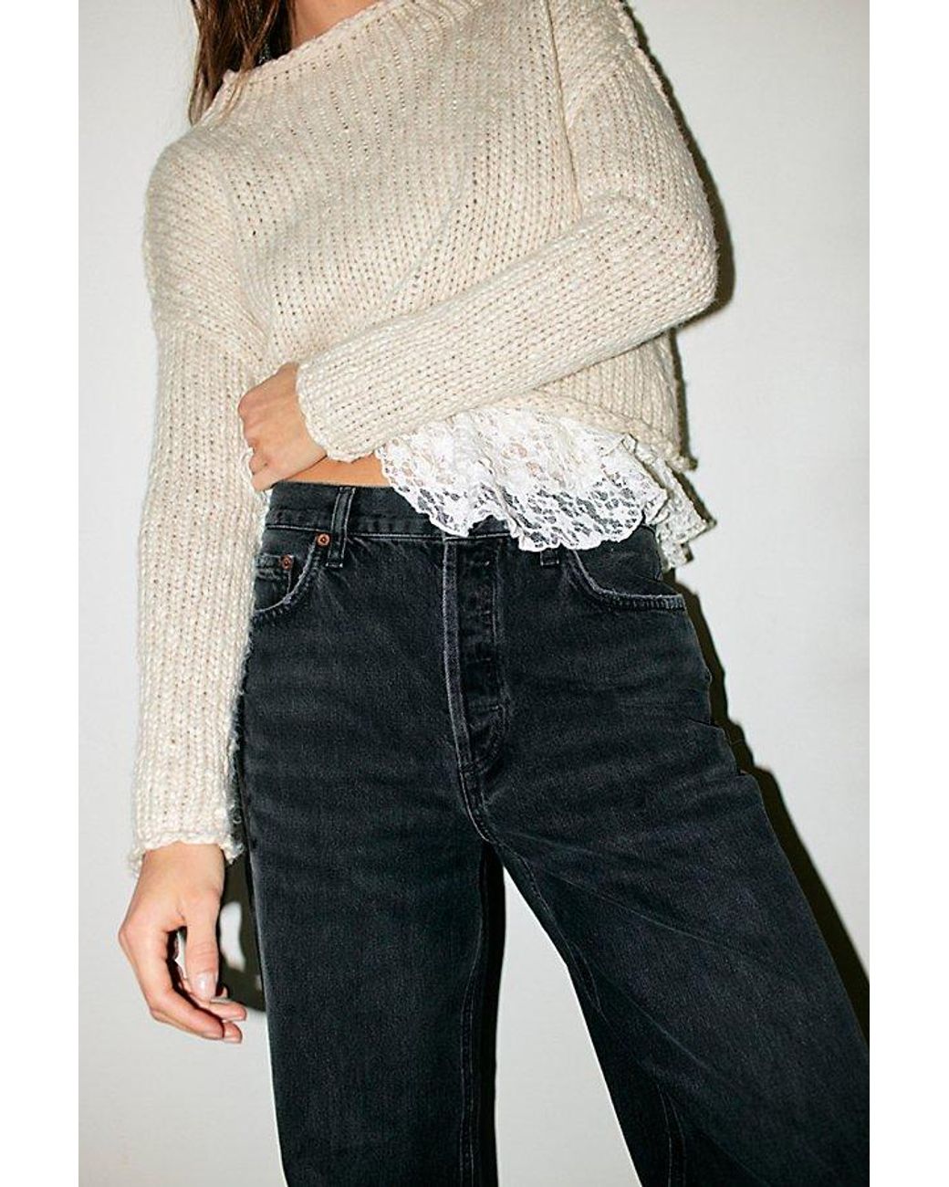 Agolde White Low-Rise Baggy Jeans
