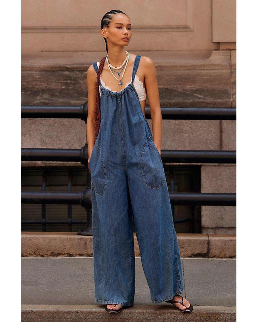 Free People Blue Freebird Jumpsuit