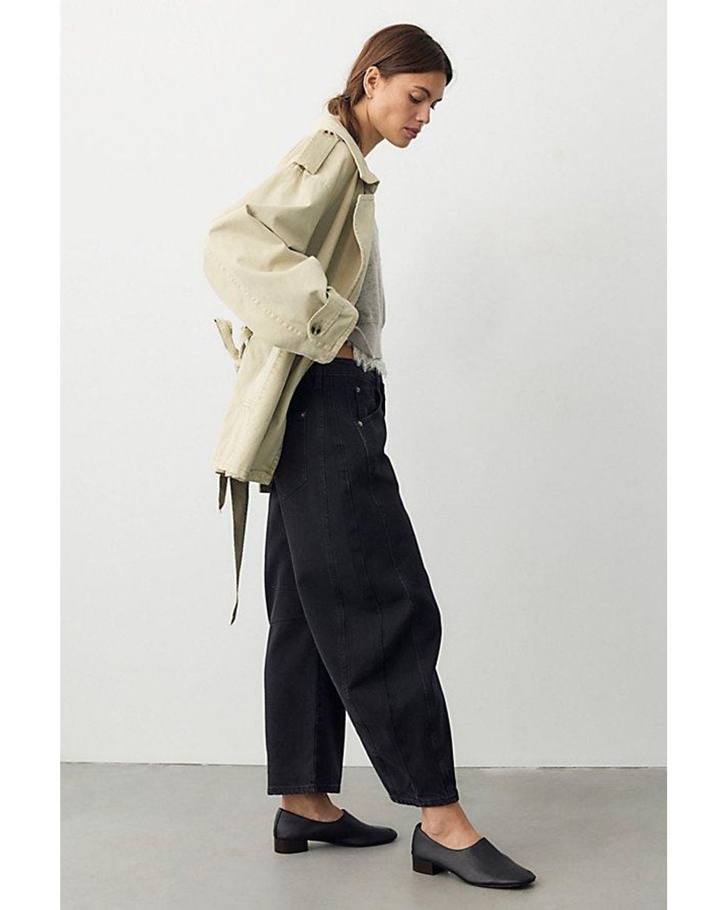 Free People Blue Good Luck Crossover Barrel Jeans