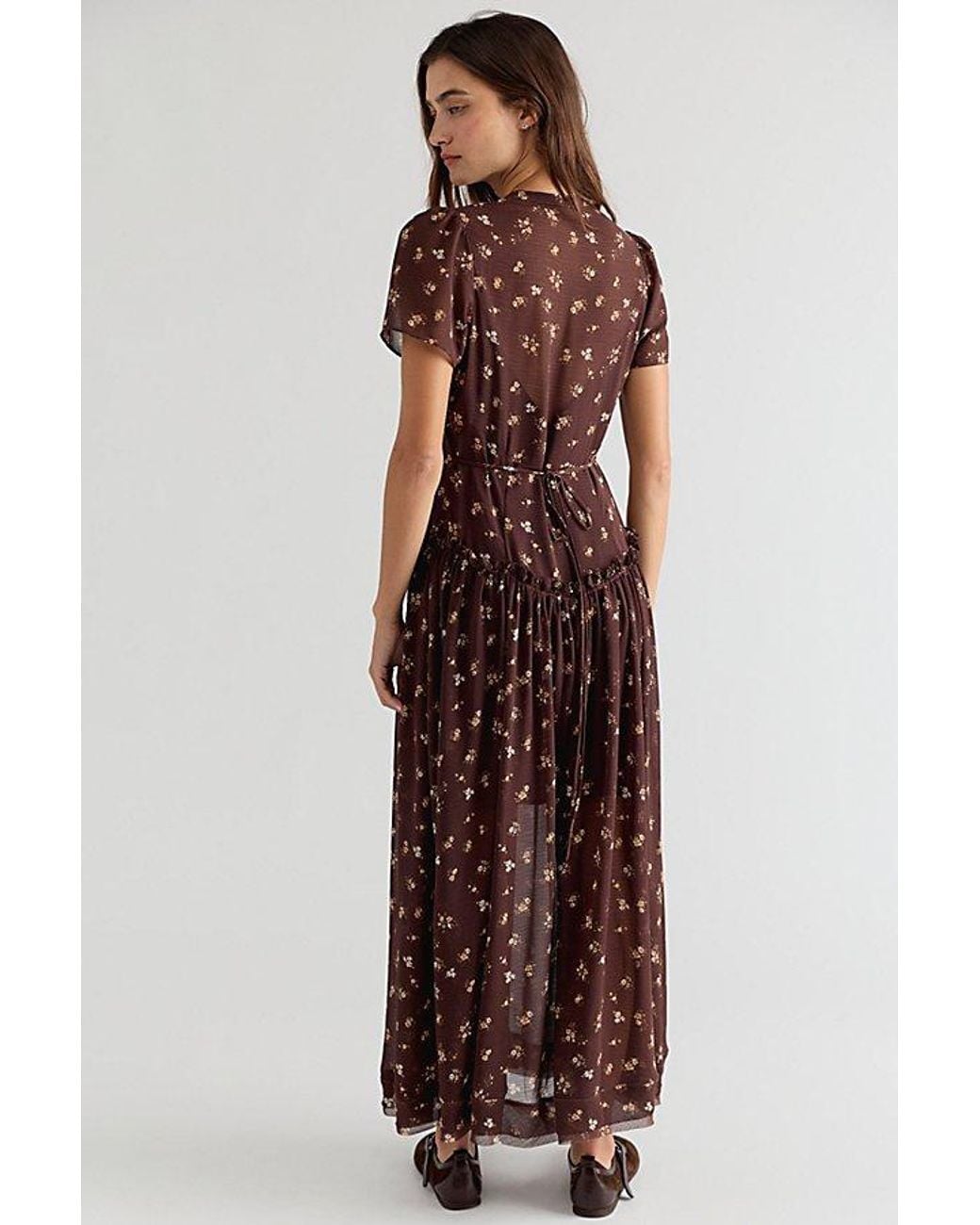 Free People Brown Falling Petals Maxi Dress