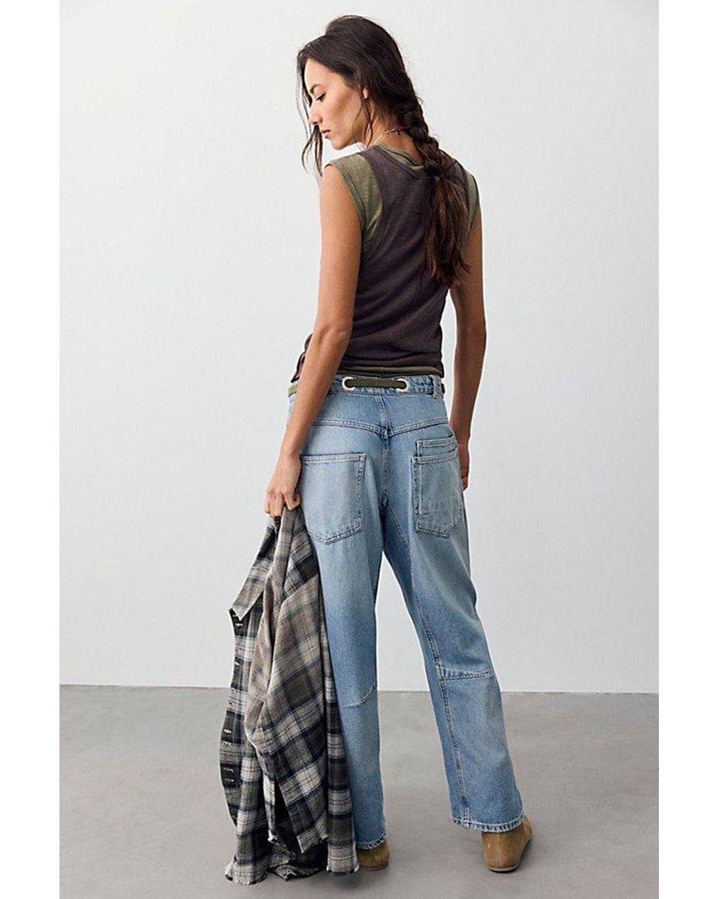 Free People Moxie Pull-on Barrel Jeans At Free People In Truest Blue, Size: 24