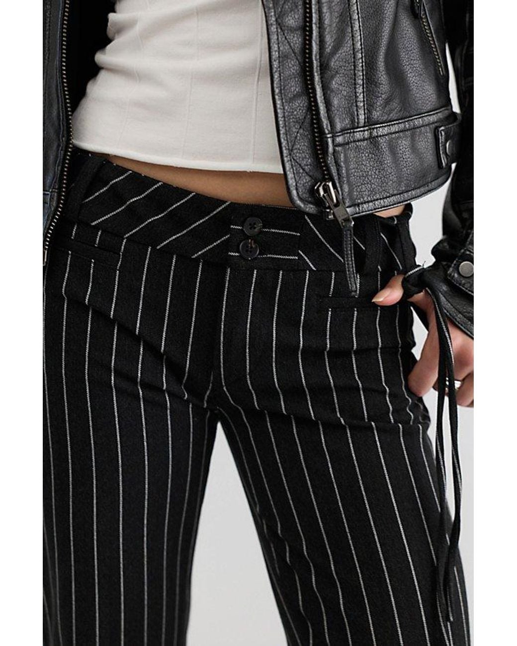 Free People Black Quinn Ultra Low-Rise Slim Trousers