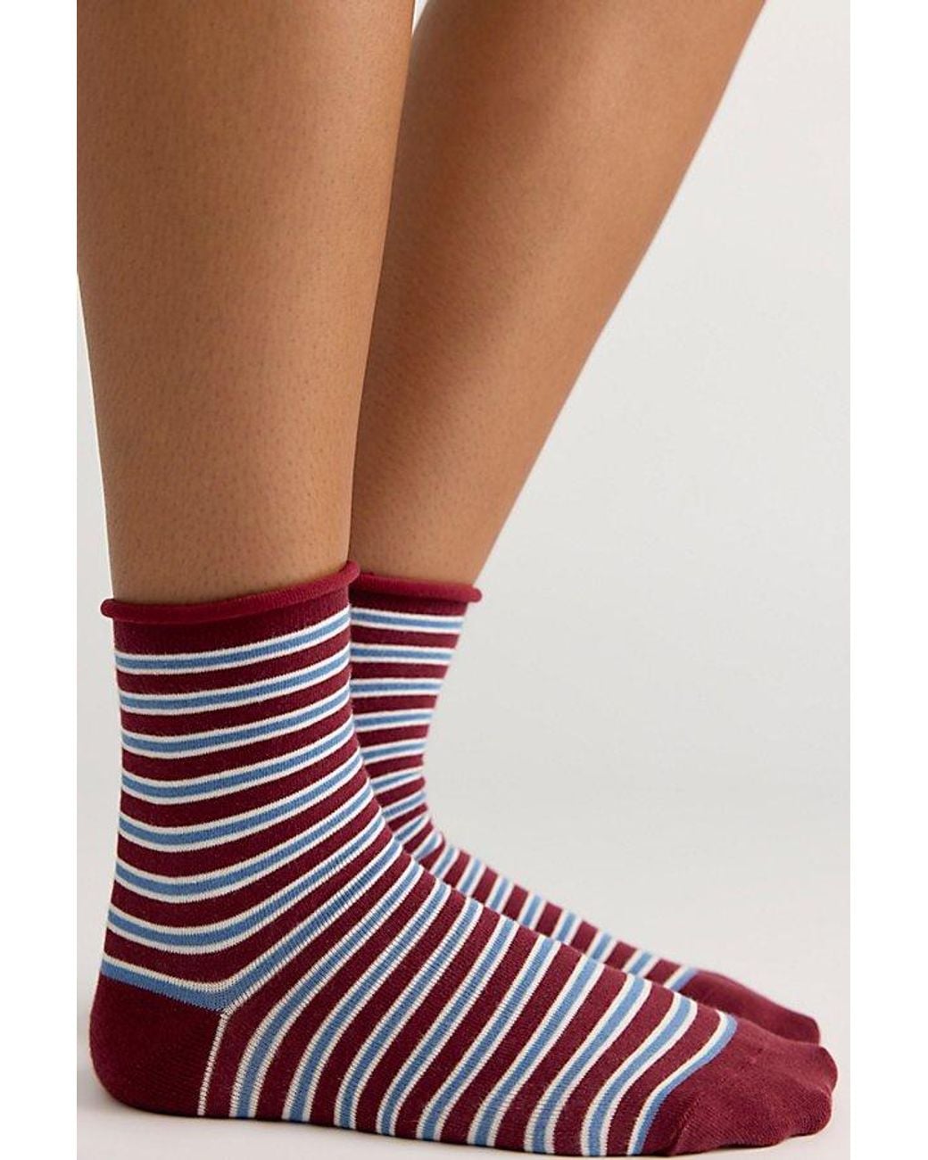 Free People Red City Cool Stripe Trouser Socks