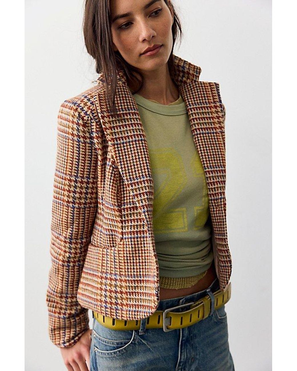 Free People Brown Whip Smart Nine Lives Blazer