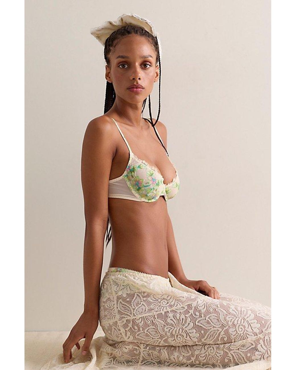 Intimately By Free People Brown Printed Lace Underwire Bra By
