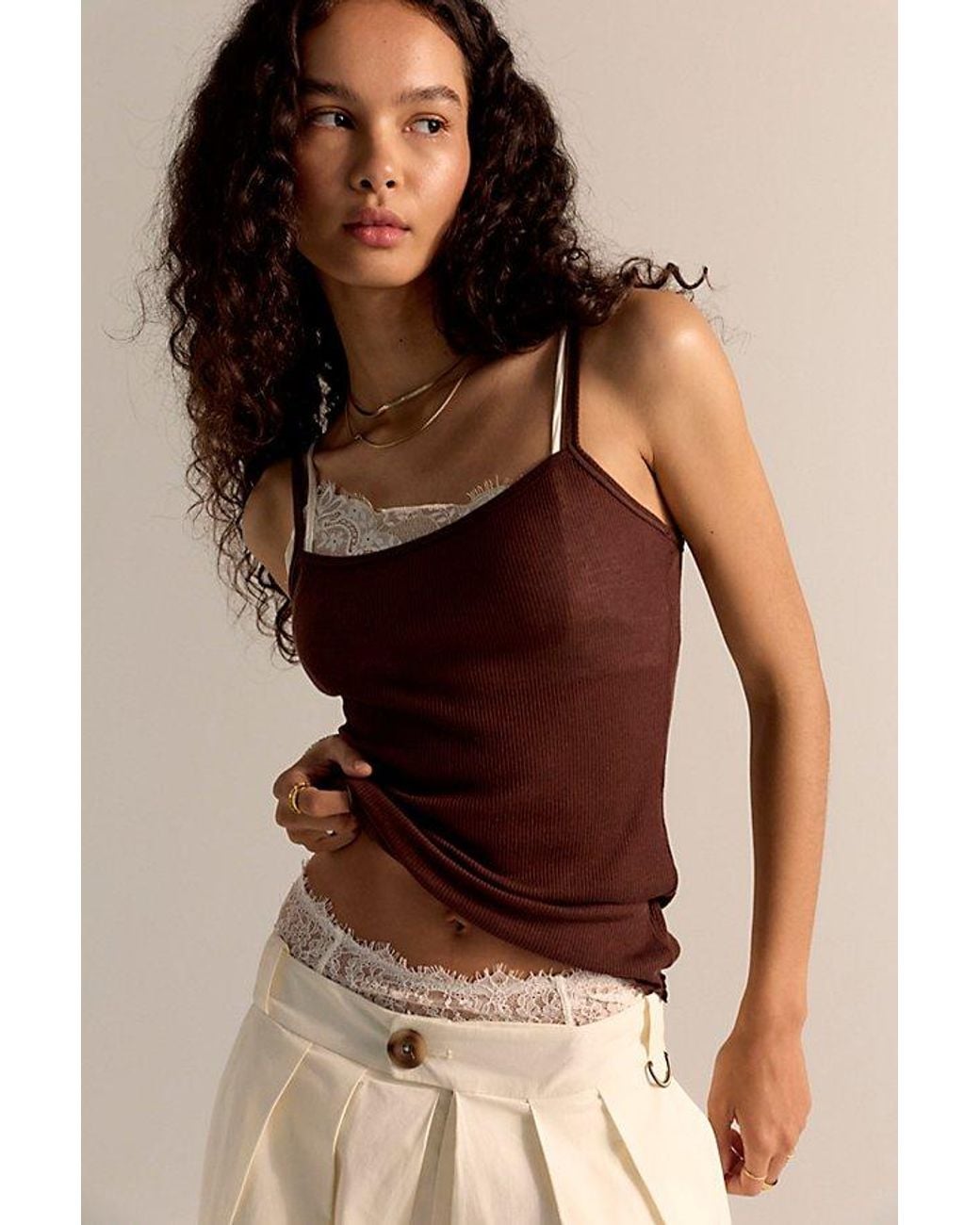 Intimately By Free People Brown Barely Bare Rib Cami By