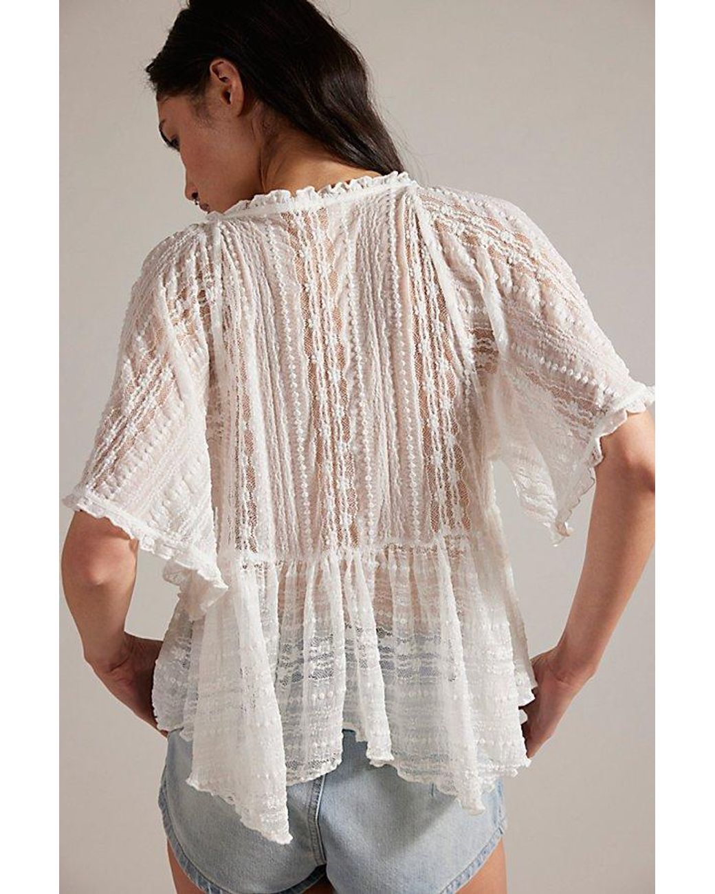 Free People Gray In Your Dreams Lace Top